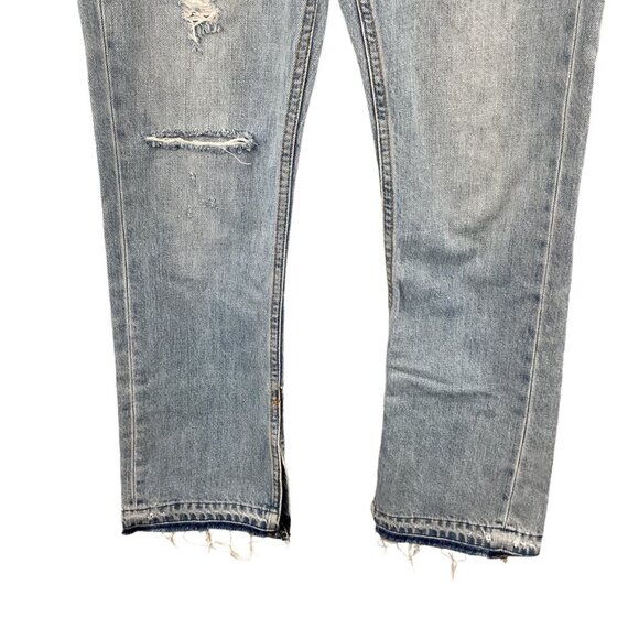 Zara Woman Premium Denim Distressed Jeans Mid-Rise Size 4 Light Wash Cotton - Picture 6 of 10